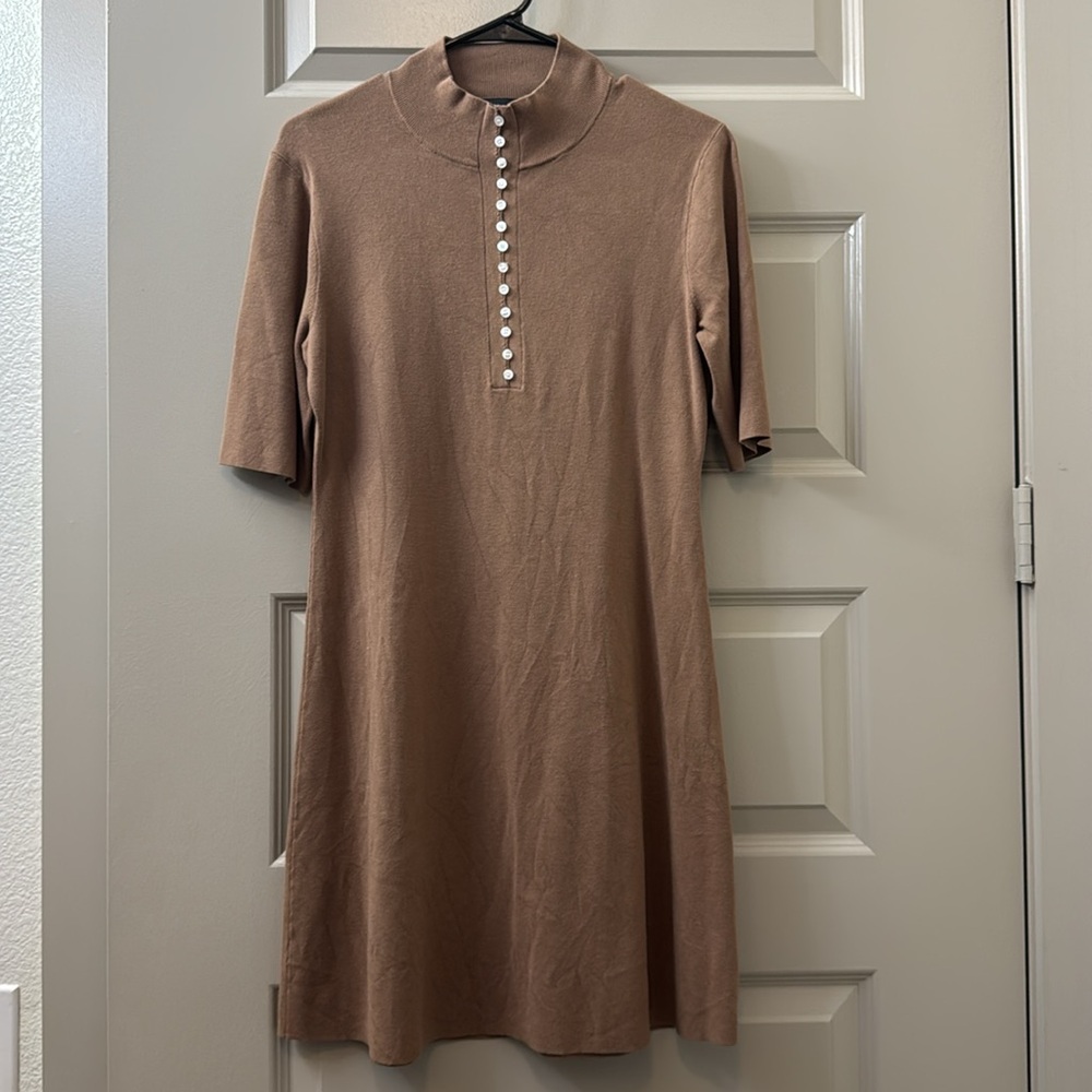 Theory Women's Tan Cardigan Sweater Dress